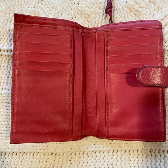 Dark Pink Bottega Woven Wallet - Picture 7 of 10